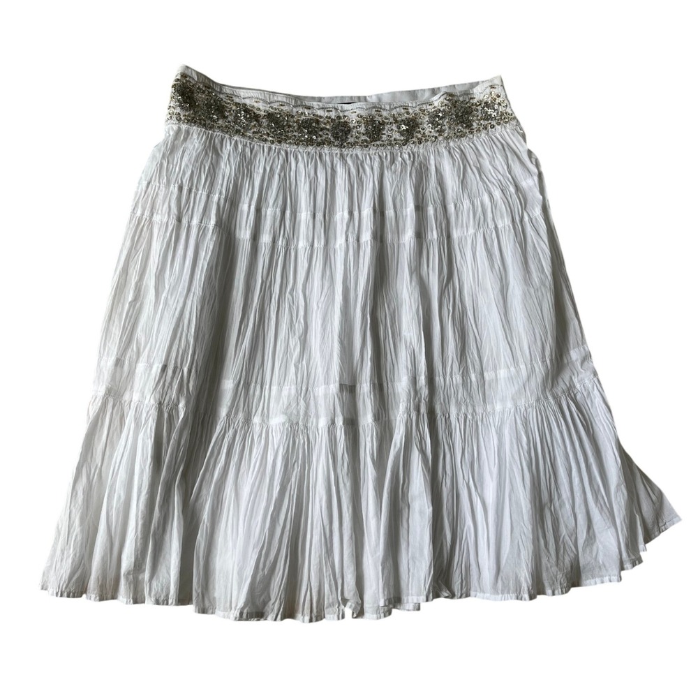 BCBGMaxAzria Tiered Boho Beaded Skirt